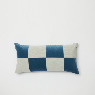 챕터원,[Spring fabric collection, 10%] 벨벳 체크 쿠션커버 30x60 - 그레이시 블루