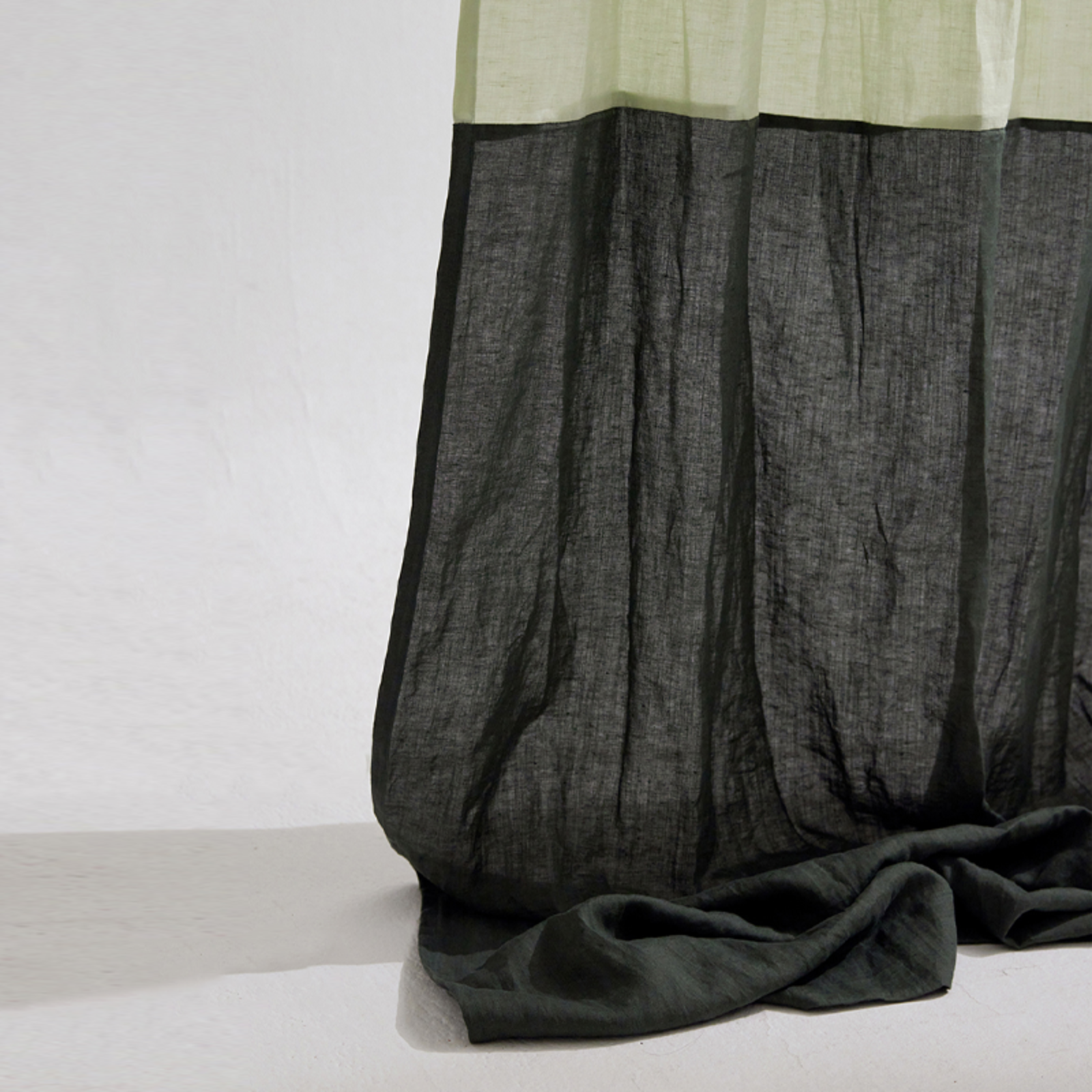 챕터원,[Spring fabric collection, 10%] 프리미엄 리넨 투톤 한폭 커튼 - 모스그린 &amp; 파스텔그린