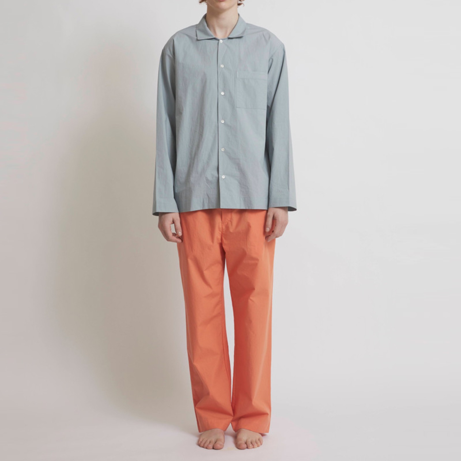 챕터원,[Spring fabric collection, 20%] 파자마 세트 - 민트/오렌지 (남녀공용) | 긴팔/긴바지
